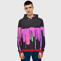 Толстовка-худи мужская Фиолетовая текстура на черном фоне, цвет: 3D-красный — фото 2