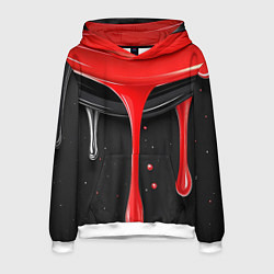Толстовка-худи мужская Красная и черная краска текстура, цвет: 3D-белый
