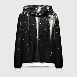 Толстовка-худи мужская Белые брызги на черном, цвет: 3D-белый