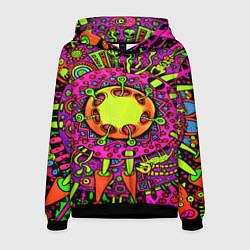 Толстовка-худи мужская Кислотные грибы оптические, цвет: 3D-черный
