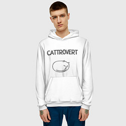 Толстовка-худи мужская Интроверт-кот, цвет: 3D-белый — фото 2
