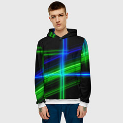 Толстовка-худи мужская Color blue black green, цвет: 3D-белый — фото 2