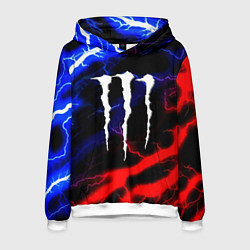 Толстовка-худи мужская Monster energy молнии неон, цвет: 3D-белый