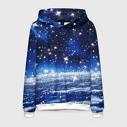 Толстовка-худи мужская Космический синий абстрактный фон - текстура, цвет: 3D-белый