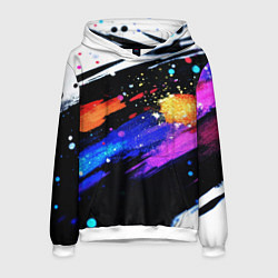 Толстовка-худи мужская Разноцветные блестящие кляксы - текстура, цвет: 3D-белый