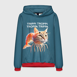 Толстовка-худи мужская Trippi troppi troppa trippa - brainrot cat meme, цвет: 3D-красный