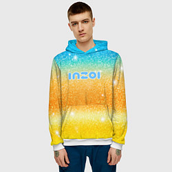 Толстовка-худи мужская Inzoi лого и блестки, цвет: 3D-белый — фото 2