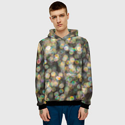 Толстовка-худи мужская Мерцающие ночные огни боке эффект, цвет: 3D-черный — фото 2