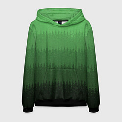 Толстовка-худи мужская Зеленый градиент текстурные полосы, цвет: 3D-черный