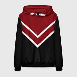 Толстовка-худи мужская Красный с чёрным и белые полосы, цвет: 3D-черный
