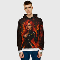 Толстовка-худи мужская Пламенная Мавуика - Genshin Impact, цвет: 3D-белый — фото 2