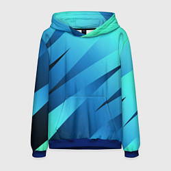 Толстовка-худи мужская Сине-голубой абстрактные полосы, цвет: 3D-синий