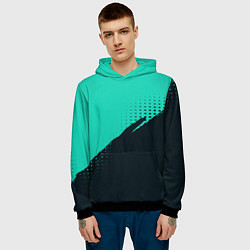 Толстовка-худи мужская Color black light blue, цвет: 3D-черный — фото 2