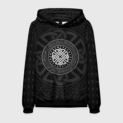 Толстовка-худи мужская Оберег в узоре и руны, цвет: 3D-черный