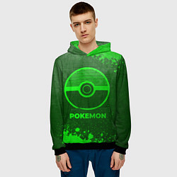 Толстовка-худи мужская Pokemon - green gradient, цвет: 3D-черный — фото 2