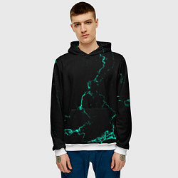 Толстовка-худи мужская Color black turquoise, цвет: 3D-белый — фото 2