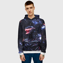 Толстовка-худи мужская Чужой на фоне вселенной, цвет: 3D-белый — фото 2