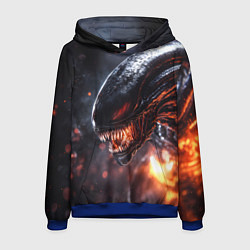 Толстовка-худи мужская Голова Чужого из космоса, цвет: 3D-синий