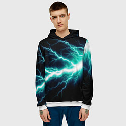Толстовка-худи мужская Lightning blue, цвет: 3D-белый — фото 2