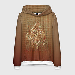 Толстовка-худи мужская Рыбка на тетрадном листе, цвет: 3D-белый