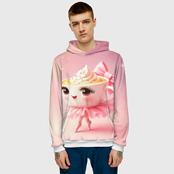 Толстовка-худи мужская Балерина капучино розовый, цвет: 3D-белый — фото 2