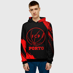 Толстовка-худи мужская Porto - red gradient, цвет: 3D-черный — фото 2