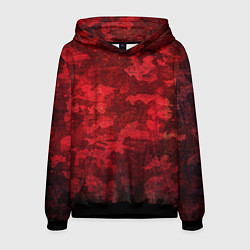 Толстовка-худи мужская Абстракция - red uniform camouflage, цвет: 3D-черный