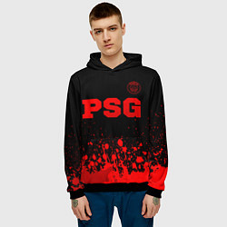 Толстовка-худи мужская PSG - red gradient посередине, цвет: 3D-черный — фото 2