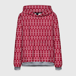 Толстовка-худи мужская Красно белый геометрический узор ретро, цвет: 3D-меланж
