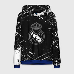 Толстовка-худи мужская Real Madrid белые краски, цвет: 3D-синий