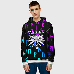 Толстовка-худи мужская Ведьмак символы градиент, цвет: 3D-белый — фото 2