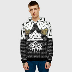 Толстовка-худи мужская Узор рун и символов, цвет: 3D-черный — фото 2