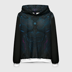 Толстовка-худи мужская Неоновый панцирь, цвет: 3D-белый