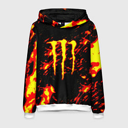 Толстовка-худи мужская Monster energy огненное лого, цвет: 3D-белый
