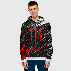 Толстовка-худи мужская Monster energy штрихи красок, цвет: 3D-белый — фото 2