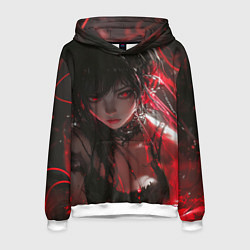 Толстовка-худи мужская Брюнетка в красной краске, цвет: 3D-белый