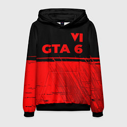 Толстовка-худи мужская GTA 6 - red gradient посередине, цвет: 3D-черный