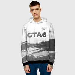 Толстовка-худи мужская GTA6 - white gradient посередине, цвет: 3D-черный — фото 2