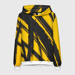 Толстовка-худи мужская Абстракция на желтом, цвет: 3D-белый