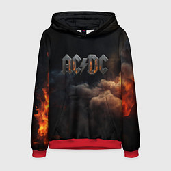 Толстовка-худи мужская ACDC металлический лого, цвет: 3D-красный