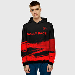 Толстовка-худи мужская Sally Face - red gradient посередине, цвет: 3D-черный — фото 2