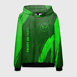 Толстовка-худи мужская Twenty One Pilots - green gradient вертикально, цвет: 3D-черный