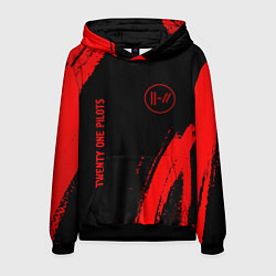 Толстовка-худи мужская Twenty One Pilots - red gradient вертикально, цвет: 3D-черный