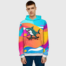Толстовка-худи мужская Акула на скейте, цвет: 3D-белый — фото 2