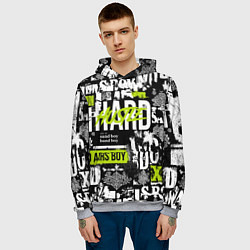 Толстовка-худи мужская Паттерн с надписями хасл, цвет: 3D-меланж — фото 2