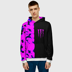 Толстовка-худи мужская Monster energy neon camo, цвет: 3D-белый — фото 2