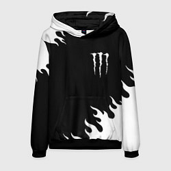 Толстовка-худи мужская Monster energy белый огонь, цвет: 3D-черный