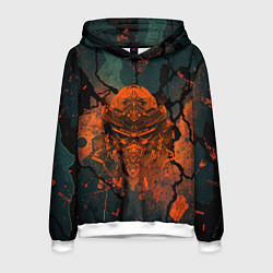 Толстовка-худи мужская Шлем кибернетического самурая, цвет: 3D-белый