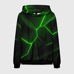 Толстовка-худи мужская Зеленая текстура с неоном, цвет: 3D-черный
