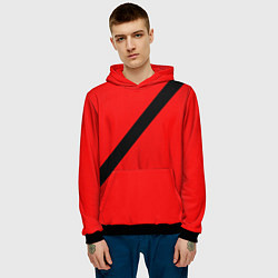Толстовка-худи мужская Ремень безопасности, красный, цвет: 3D-черный — фото 2